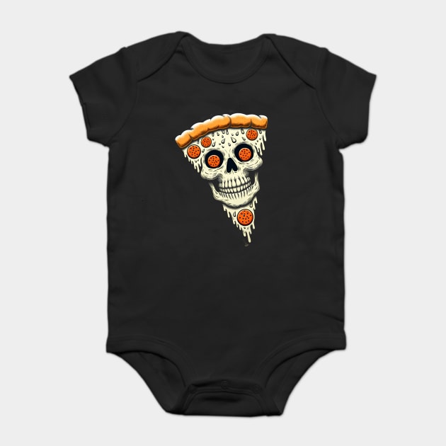 Pizza Skull Face, Funny Pizza Lover, Halloween Baby Bodysuit by logiamerch